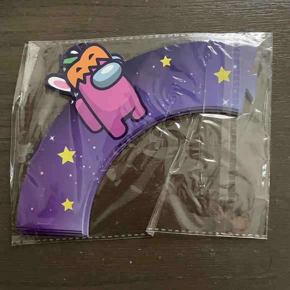 Among Us Banner & 10 Cupcake Wrappers Party Supplies Birthday Children Decor - Picture 4 of 5